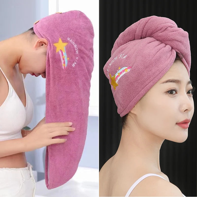 1pc Quickly Dry Hair Hat Super Absorbent Soft Bathroom Women Head Towel