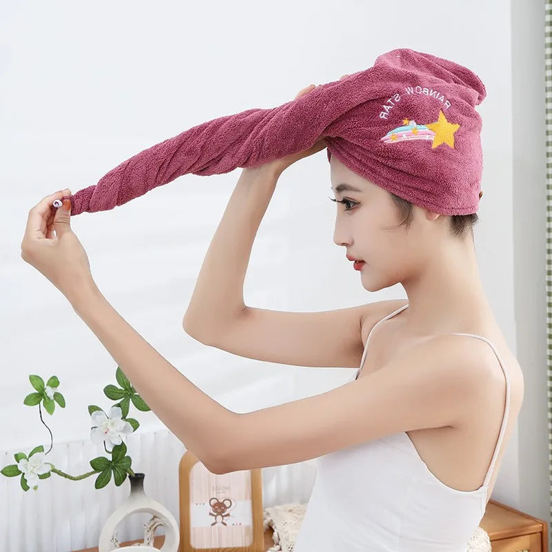 1pc Quickly Dry Hair Hat Super Absorbent Soft Bathroom Women Head Towel