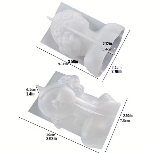 2pcs- Silicone Mold Girl Portrait Candle Mold 3D Closed Eye and Blindfold Girl Silicone Mold