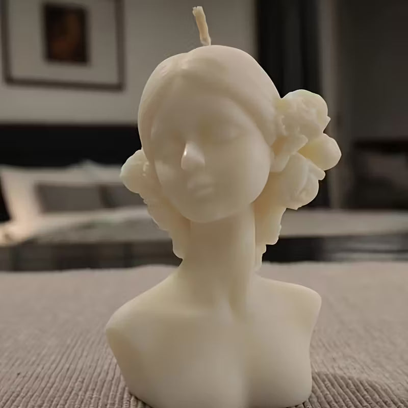 2pcs- Silicone Mold Girl Portrait Candle Mold 3D Closed Eye and Blindfold Girl Silicone Mold