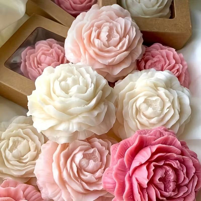 3 Sizes Peony Flower Silicone Molds for Aromatherapy Candle & Plaster