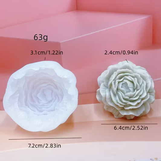 3 Sizes Peony Flower Silicone Molds for Aromatherapy Candle & Plaster
