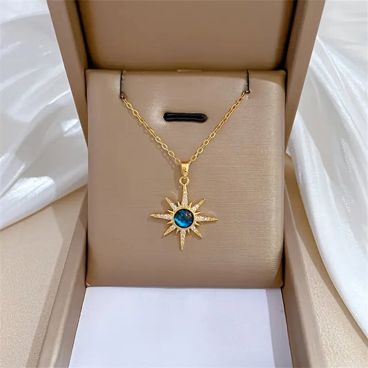 1pc Fashion Starburst Pendant Necklace