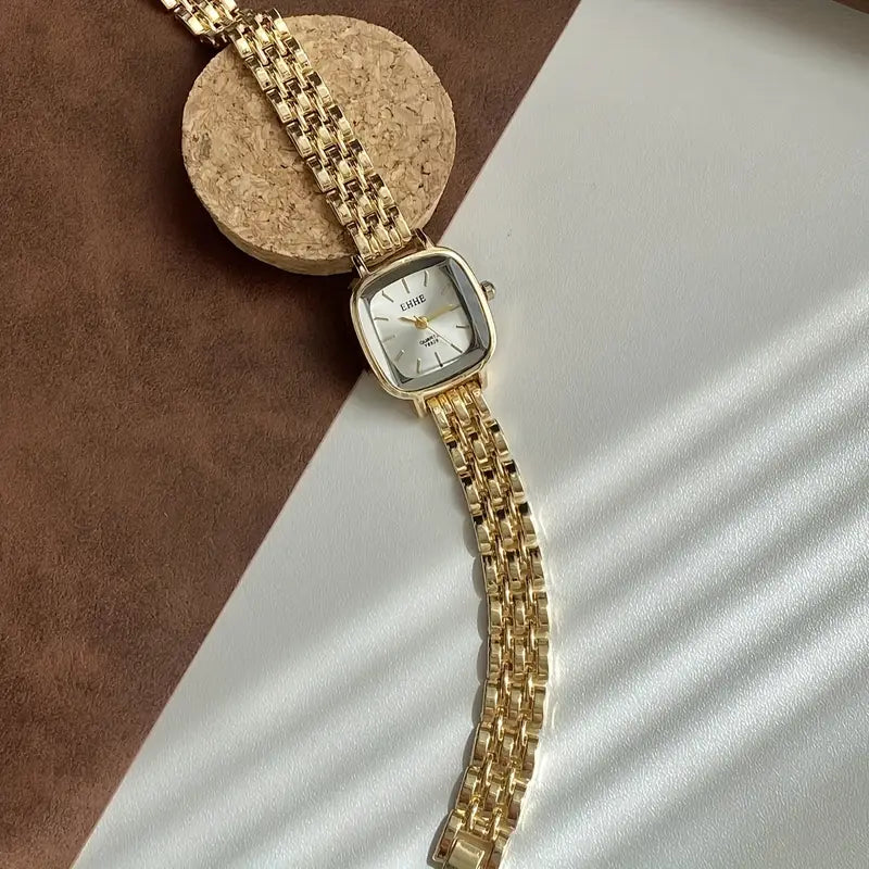 Women's Elegant Minimalist Watch - Golden-Tone Alloy Strap Quartz Wristwatch