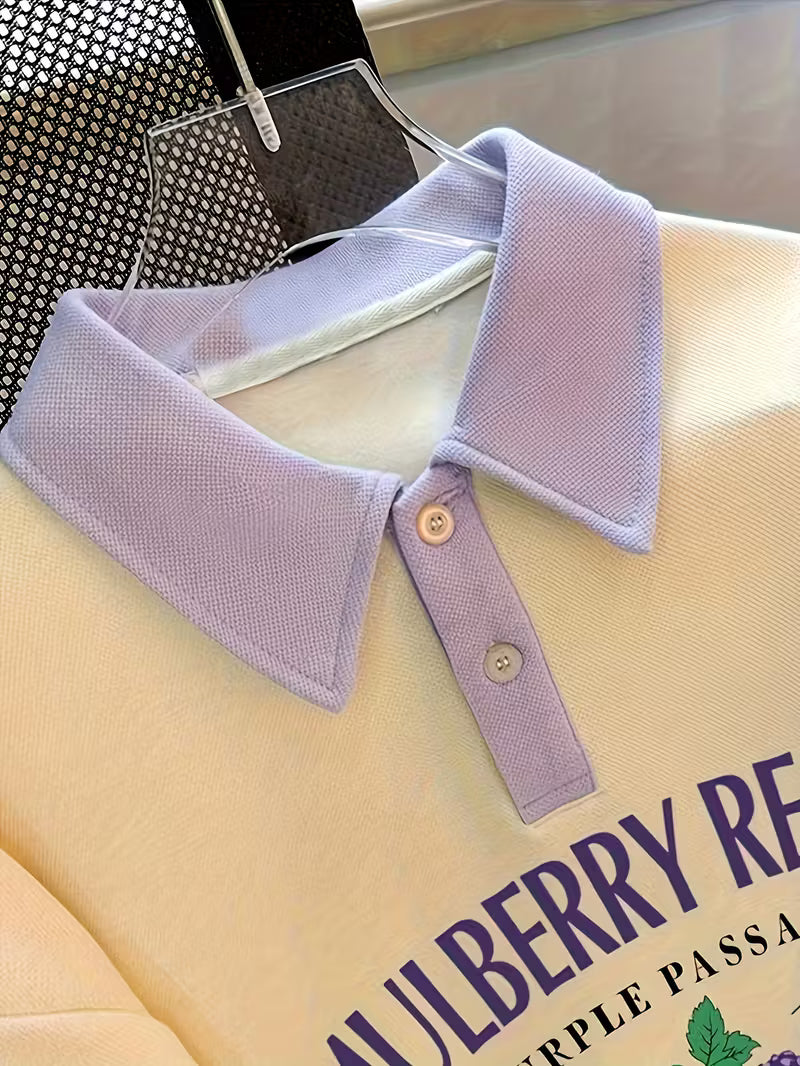 Mulberry Recipe Print, Cotton Polo Top