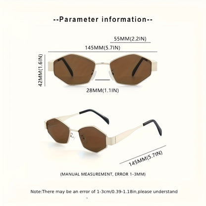 2pcs Women's Fashion Glasses Set Retro Oval Rhombus Metal Frame