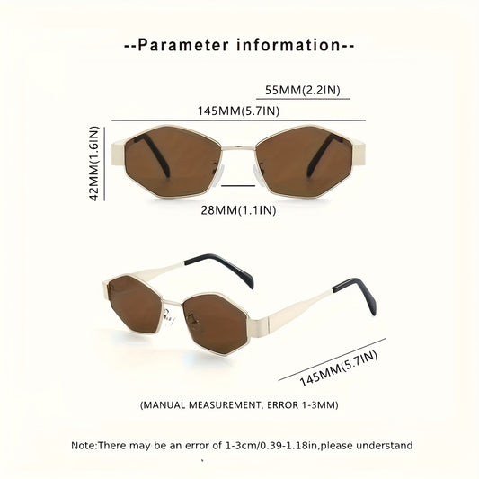 2pcs Women's Fashion Glasses Set Retro Oval Rhombus Metal Frame