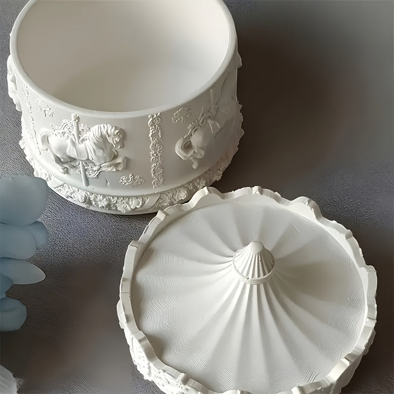 2pcs/set Merry-Go-Round Storage Box Silicone Molds, Rotating Carousel Pattern