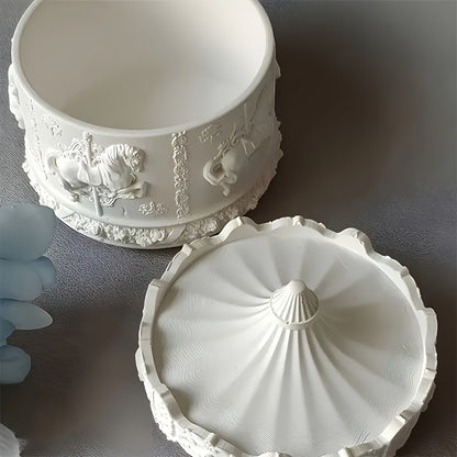 2pcs/set Merry-Go-Round Storage Box Silicone Molds, Rotating Carousel Pattern