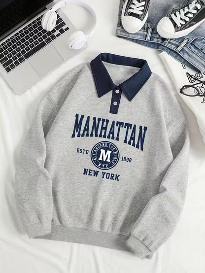 Women's Casual Long Sleeve Sweatshirt with Letter Print | Leisure Style