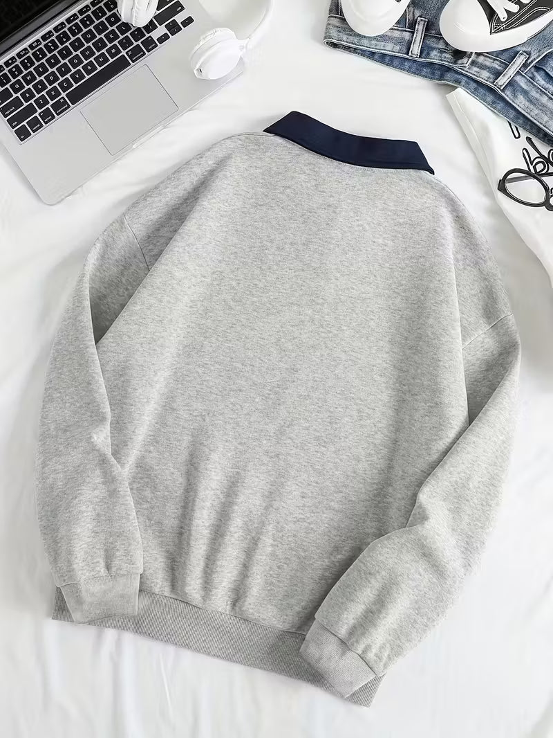 Women's Casual Long Sleeve Sweatshirt with Letter Print | Leisure Style