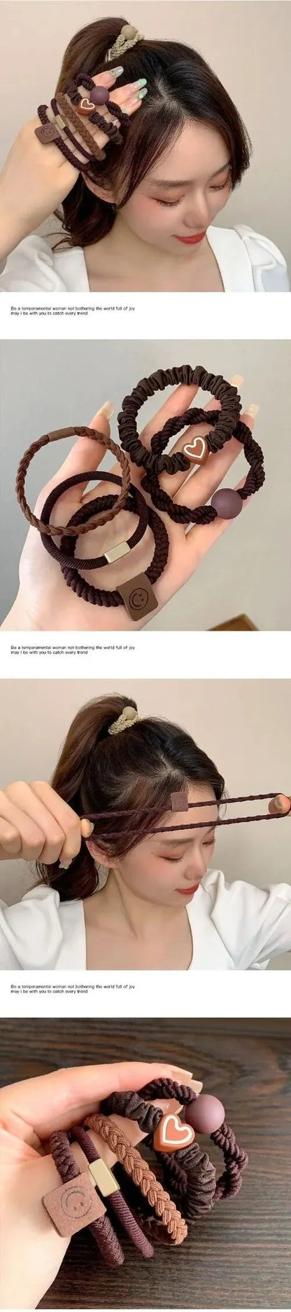 10PCS Headband Leather Band Female High Ponytail