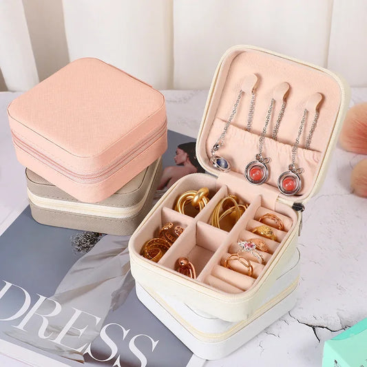 Mini jewelry storage box portable PU leather display box