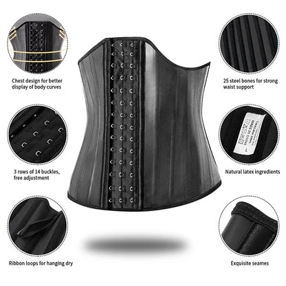 Body Shaper Shapewear Women 25 Steel Bones Latex Waist Trainer Corset Shapewear