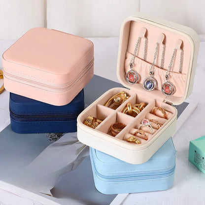 Mini jewelry storage box portable PU leather display box