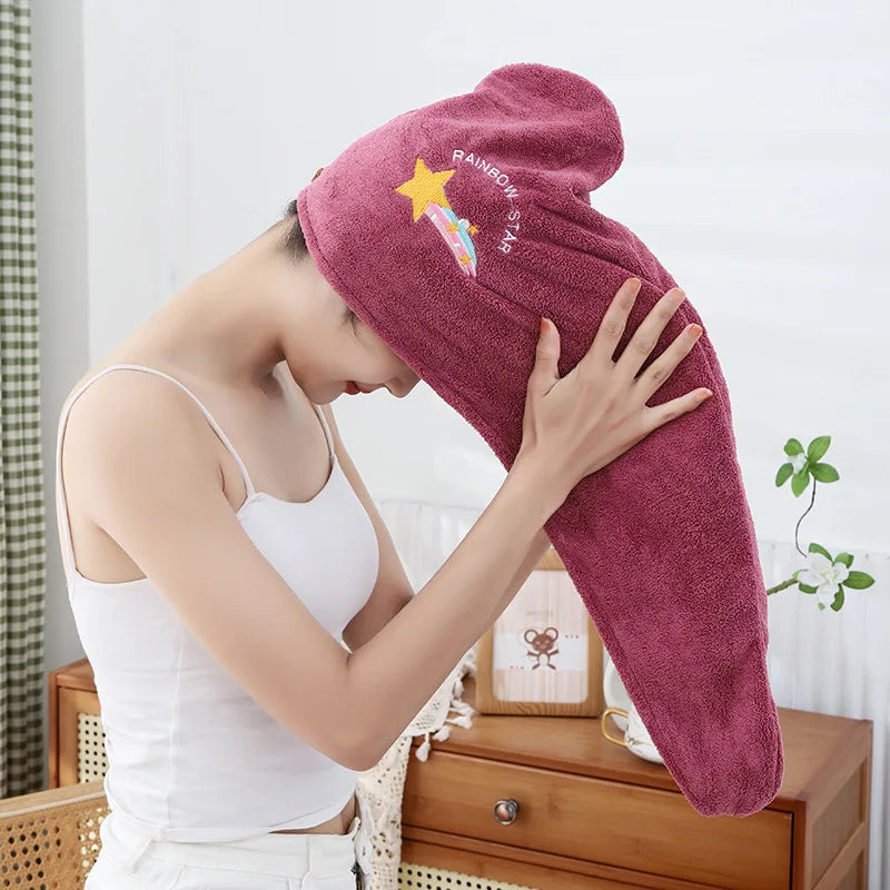 1pc Quickly Dry Hair Hat Super Absorbent Soft Bathroom Women Head Towel