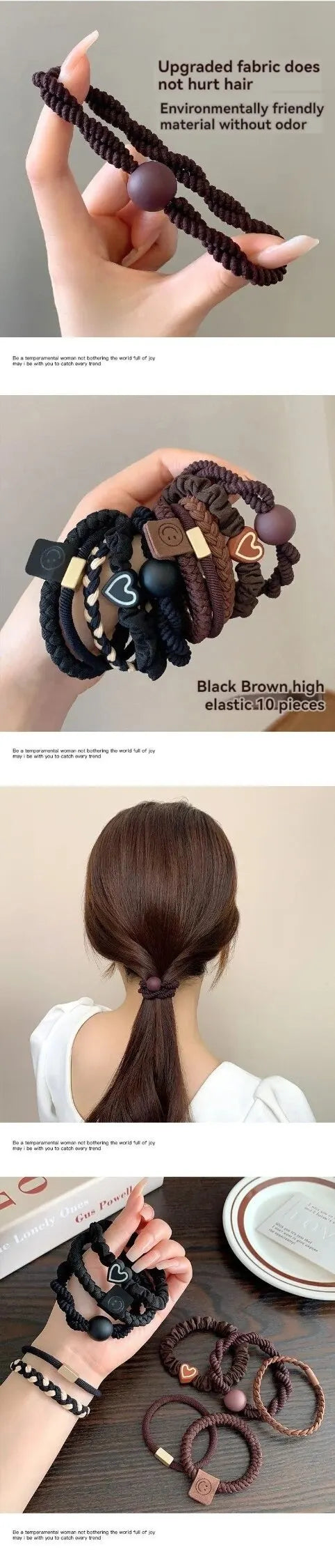 10PCS Headband Leather Band Female High Ponytail