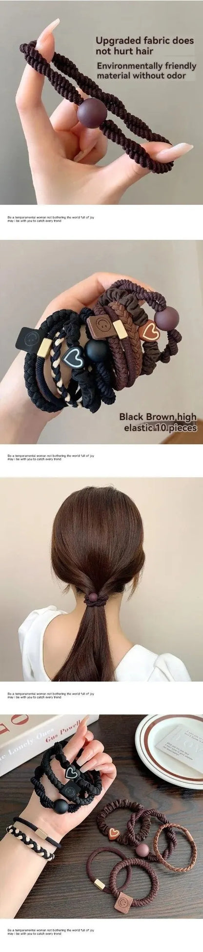 10PCS Headband Leather Band Female High Ponytail