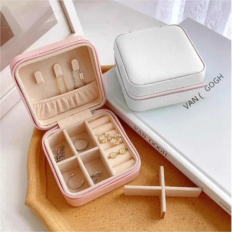 Mini jewelry storage box portable PU leather display box