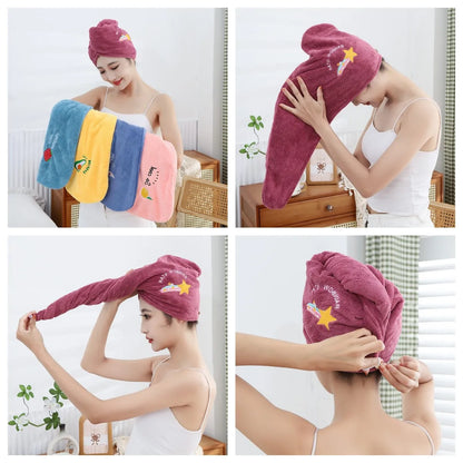 1pc Quickly Dry Hair Hat Super Absorbent Soft Bathroom Women Head Towel