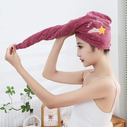 1pc Quickly Dry Hair Hat Super Absorbent Soft Bathroom Women Head Towel