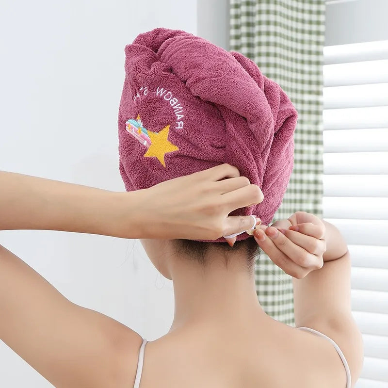 1pc Quickly Dry Hair Hat Super Absorbent Soft Bathroom Women Head Towel