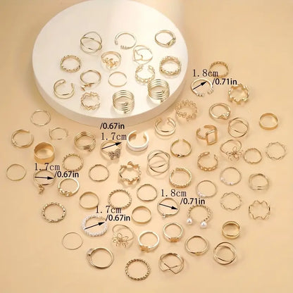 Golden and Silvery Ring Set Versatile Jewelry
