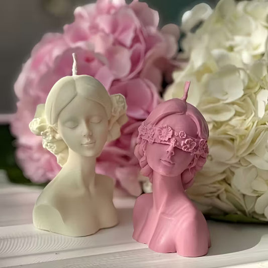2pcs- Silicone Mold Girl Portrait Candle Mold 3D Closed Eye and Blindfold Girl Silicone Mold