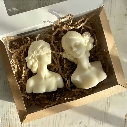 2pcs- Silicone Mold Girl Portrait Candle Mold 3D Closed Eye and Blindfold Girl Silicone Mold