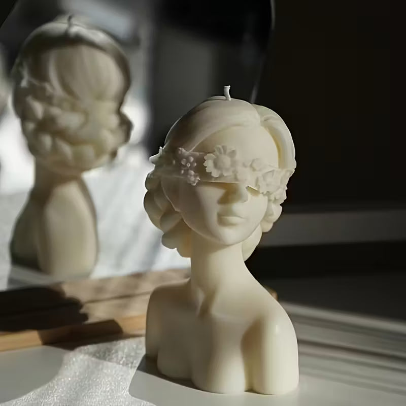 2pcs- Silicone Mold Girl Portrait Candle Mold 3D Closed Eye and Blindfold Girl Silicone Mold