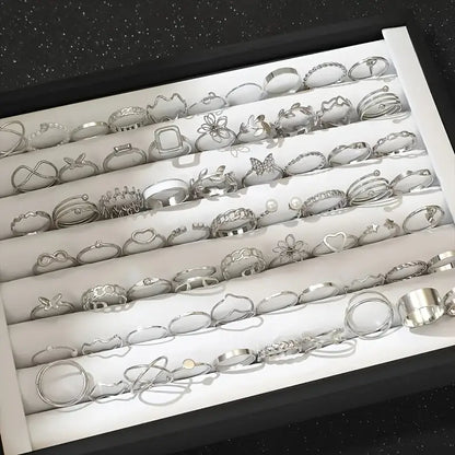 Golden and Silvery Ring Set Versatile Jewelry