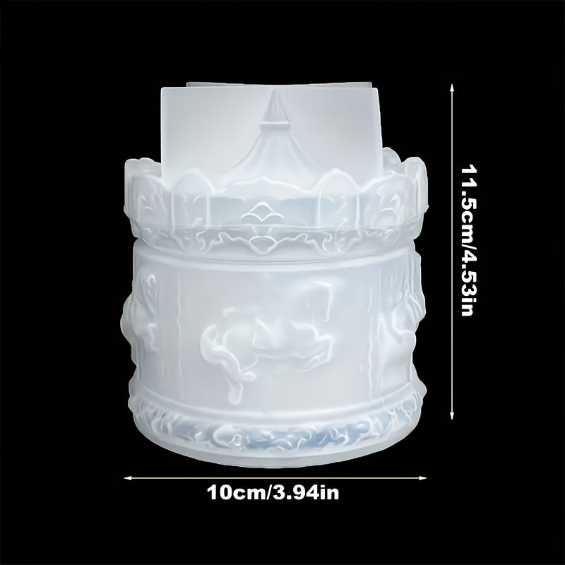 2pcs/set Merry-Go-Round Storage Box Silicone Molds, Rotating Carousel Pattern
