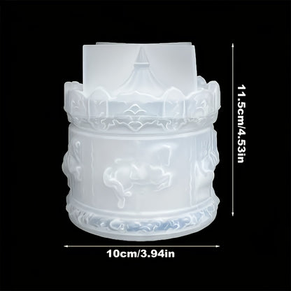 2pcs/set Merry-Go-Round Storage Box Silicone Molds, Rotating Carousel Pattern