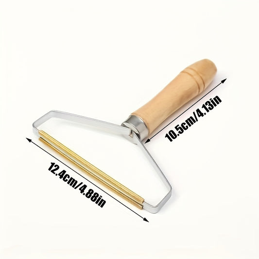 Dual-Sided Manual Lint Remover with Wooden Handle