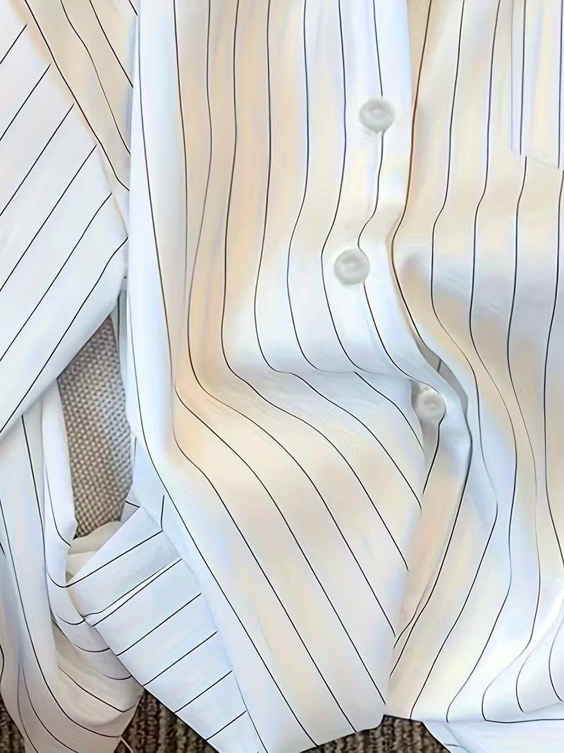 Japanese Korean Style Women's Long Sleeve Striped Shirt