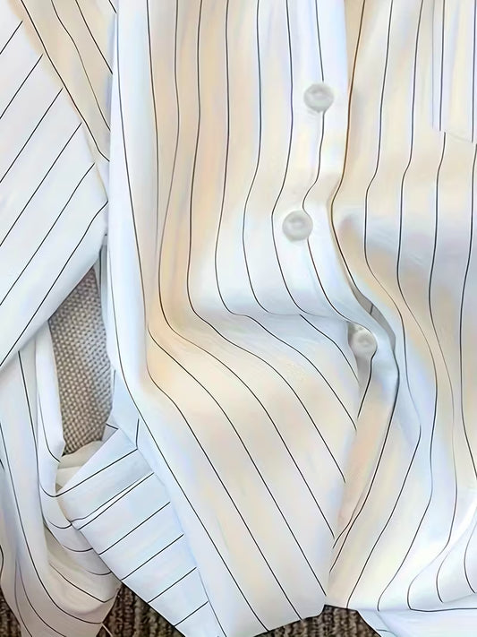 Japanese Korean Style Women's Long Sleeve Striped Shirt