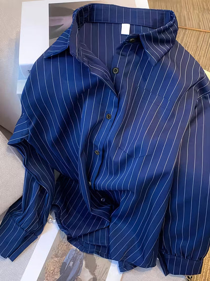 Japanese Korean Style Women's Long Sleeve Striped Shirt