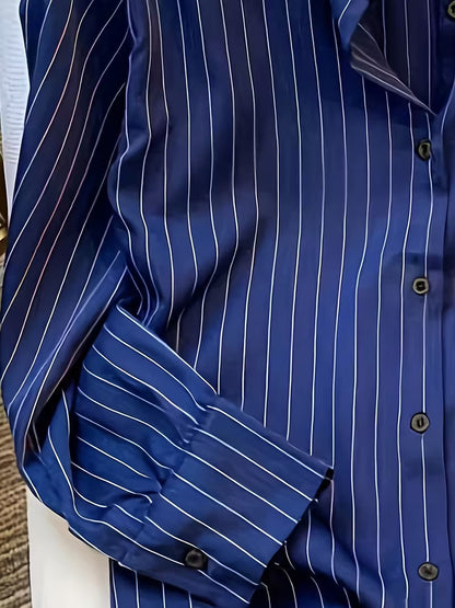 Japanese Korean Style Women's Long Sleeve Striped Shirt