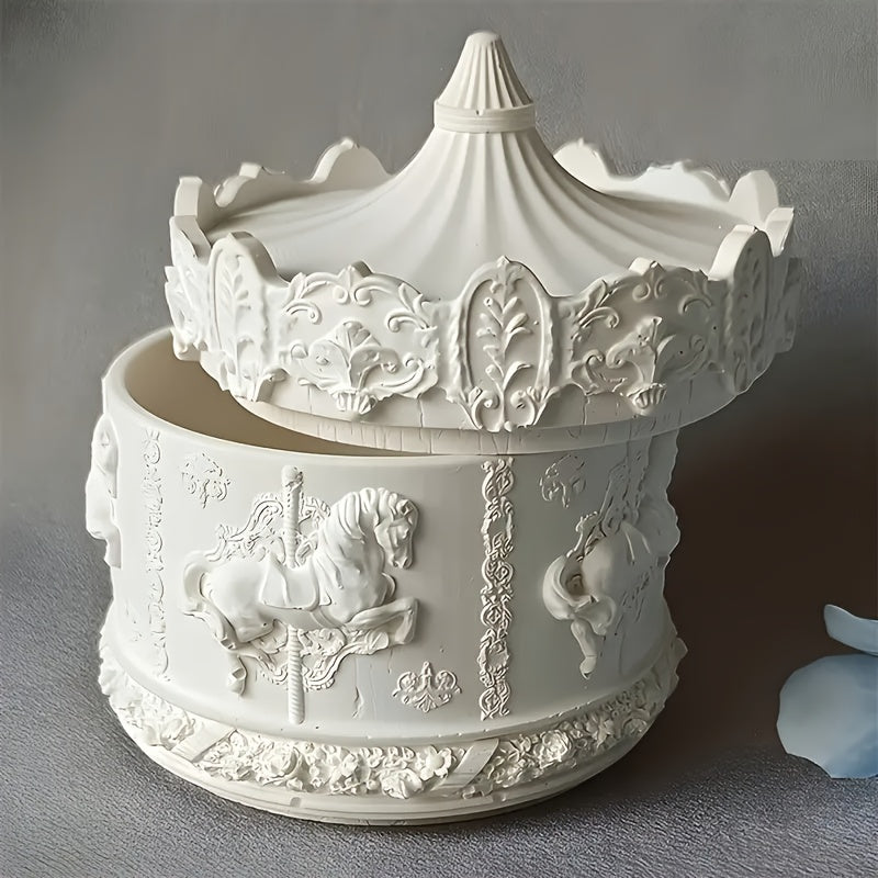 2pcs/set Merry-Go-Round Storage Box Silicone Molds, Rotating Carousel Pattern