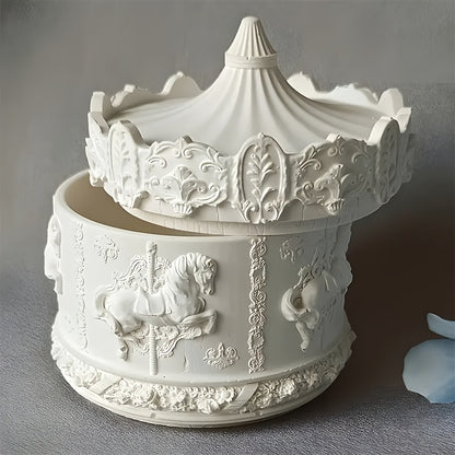 2pcs/set Merry-Go-Round Storage Box Silicone Molds, Rotating Carousel Pattern