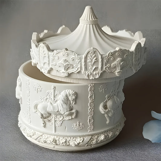 2pcs/set Merry-Go-Round Storage Box Silicone Molds, Rotating Carousel Pattern