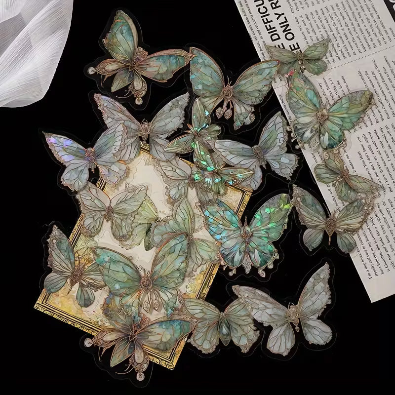 20-Pack Pink Crystal Butterfly Stickers | Plastic 3D Wall Decor.