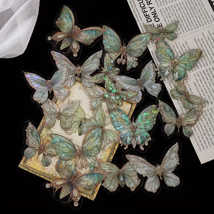 20-Pack Pink Crystal Butterfly Stickers | Plastic 3D Wall Decor.