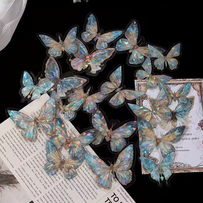 20-Pack Pink Crystal Butterfly Stickers | Plastic 3D Wall Decor.