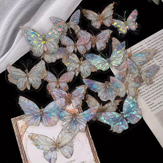 20-Pack Pink Crystal Butterfly Stickers | Plastic 3D Wall Decor.