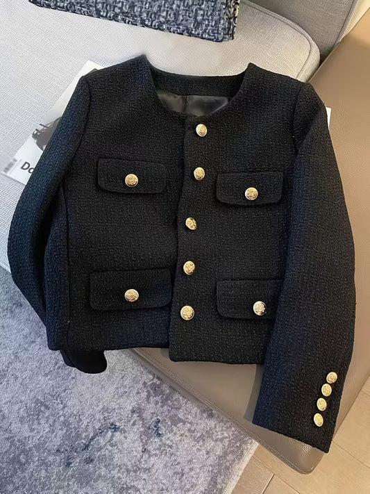 Women's Elegant Round Neck Short Jacket