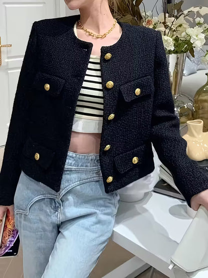 Women's Elegant Round Neck Short Jacket