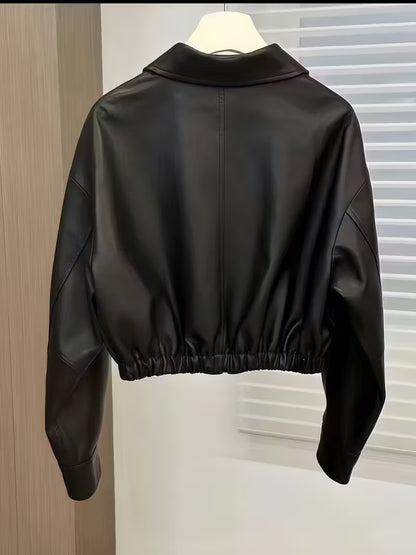 Women's Black Motorcycle Jacket - Stylish Zip-Up Biker Jacket