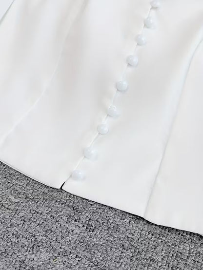 Women's Elegant White Ruffled Short Sleeve Blouse