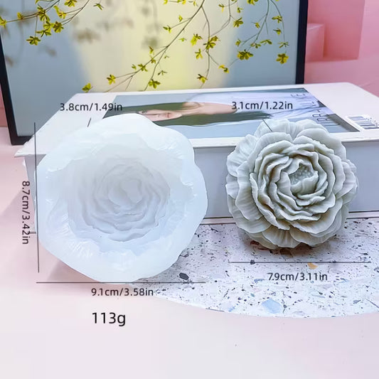 3 Sizes Peony Flower Silicone Molds for Aromatherapy Candle & Plaster